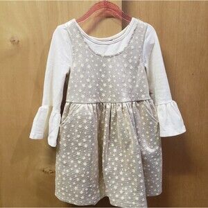 Pippa & Julie Violeta Jumper Ivory Star Pattern 2 in 1 Dress Sz 5 EEE